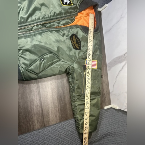 Kids Flight Jacket With Patches Boys Size S Fighter Pilot Boys Green - Picture 8 of 14
